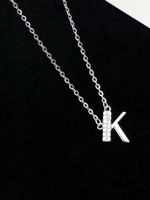 NS1000 [Silver Plated Platinum K] 925 Sterling Silver Cubic Zirconia Letter Minimalist Necklace